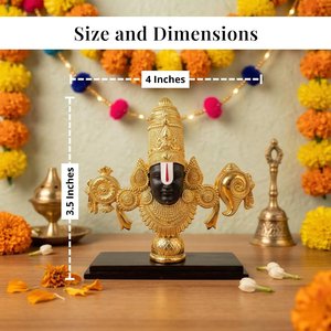 Statue géométrique plaquée or 24 carats du Seigneur Venkateswara Swamy pour la décoration de temple domestique, présentation sur table, salle de Pooja sacrée, cadeau de Diwali - Product Image 2
