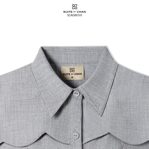 Blusa gris sin mangas para mujer, cuello vuelto, con botones, elegante, para primavera y verano, informal, para oficina, MELA - Product Image 6
