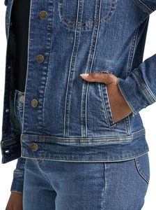 Chaqueta Vaquera de Moda para Mujer, Azul, de Algodón, Casual, con Botones al Frente, Estilo Vintage, Urbana, Elegante, Cómoda, para Uso Diario - Product Image 4