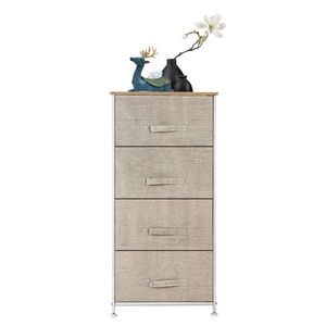Cassettiera a 4 livelli in tessuto con 4 cassetti a estrazione facilitata e piano in legno per armadio da soggiorno - Product Image 3