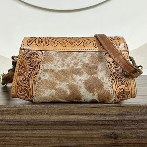 2025 femmes grande capacité luxe usiné à la main en cuir de vachette bandoulière et sac à main en cuir véritable Mini sac pour dames - Product Image 5