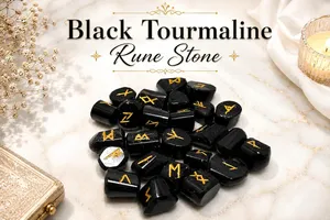 Juego de Piedras Rúnicas de Turmalina Negra, Runas Vikingas Elder Futhark, Piedras de Adivinación de Cristal Negro para Regalos Espirituales - Product Image 2