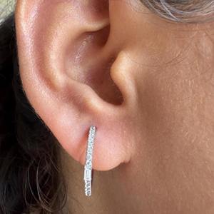 Pendientes de Aro de Oro de 14K con Diamante Cultivado en Laboratorio, Diamante Redondo Decorativo, Joyería Fina Minimalista, Elegante Regalo para Mujer - Product Image 4