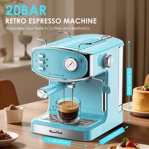 Macchina per Espresso Professionale Compatta da 20 Bar per Casa, Montalatte da 54oz per Latte Art con Lancia Vapore e Manometro - Product Image 2