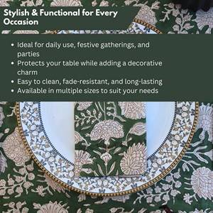 Elegant Indian Print <b>Tablecloth</b> Floral Pattern Cotton Linen <b>Square</b> Classic Style Washable Home Use - Product Image 3