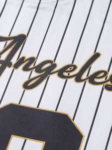 Maillot de baseball vintage à rayures fines, style streetwear oversize avec graphique personnalisé, haut d'été, vente en gros - Product Image 6