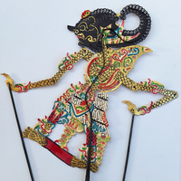 Marionnette de l'ombre Wayang Kulit Ontorejo en cuir indonésien artisanal, décoration de table traditionnelle javanaise, objet d'art ethnique