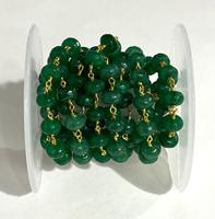 8mm Natürliche Grüne Edelstein-Perlenkette Vergoldeter Draht Umwickelte Rosenkranz-Kette Schmuckherstellung DIY-Zubehör