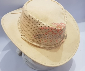Sombrero de Vaquero de Cuero Beige Transpirable con Corona Perforada y Correa para la Barbilla, Estilo Western para Verano, Equitación y Actividades al Aire Libre - Product Image 5