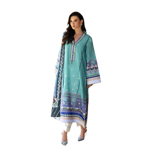 Elegante Traje Estampado para Mujer con Estampado Floral Pakistaní - Product Image 1