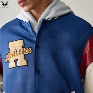 Athletics Letter A Patchwork Men Varsity <b>Jacket</b> Blue Bomber <b>Jacket</b> Maroon And <b>White</b> Leather Sleeve Custom Casual Baseball Coat - Product Image 6