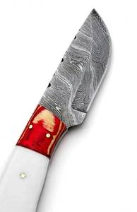 Outil utilitaire d'extérieur en acier Damas forgé sur mesure par Iron Crown Forge, manche en bois rouge et os. - Product Image 3