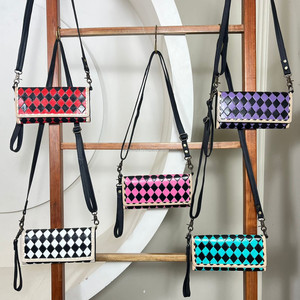 Nueva moda de lujo para mujer, bolso de mano de cuero a cuadros largo triple, bolso de mano, Mini bolso de hombro, bolso de noche para fiesta - Product Image 5