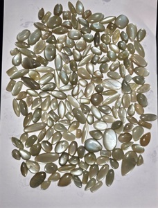 Pierre de lune grise naturelle en cabochon, pierre précieuse en vrac pour bijoux, forme variée, pierre de lune arc-en-ciel soyeuse - Product Image 4