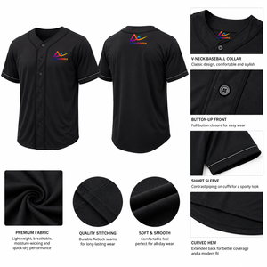 Maillot de baseball respirant à manches courtes, écologique et personnalisable pour les entraînements sportifs et les compétitions estivales masculines - Product Image 5