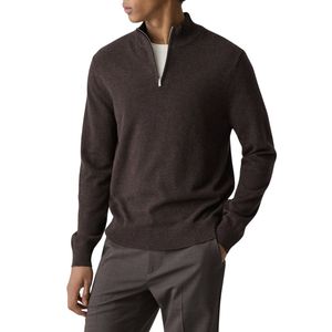 OEM ODM Sportswear Tee Men Stand Collar Half Zip Long Sleeve Top Tee Men Regular Fit Dark Charcoal Quarter Zip Long Sleeve Tee - Product Image 6