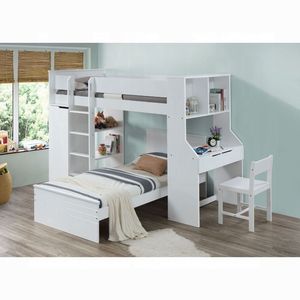 Letto a soppalco bianco con scrivania e armadio per la cameretta dei bambini - Product Image 1