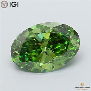 เพชร CVD ผลิตในห้องปฏิบัติการ 4.00 กะรัต สีเขียวสดใส ระดับความสะอาด VS2 พร้อมใบรับรอง IGI ทรงรี สำหรับแหวนแต่งงานพิเศษ - Product Image 1