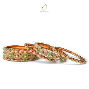 Handmade Beaded Flower Design <b>Crystal</b> Zircon Stone Bangles Rose Gold Plated <b>Bracelet</b> Collection Wedding Festive Wholesale - Product Image 3