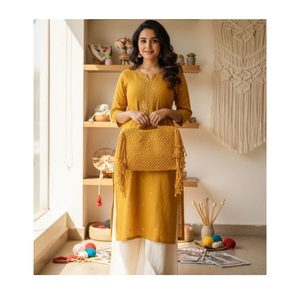 Bolso de Mano Tipo Tote Impermeable, Diseño Vintage, Hecho a Mano, con Flecos, de Cuerda de Algodón Natural, Amarillo, para la Playa, para Mujer, Precio Económico - Product Image 2