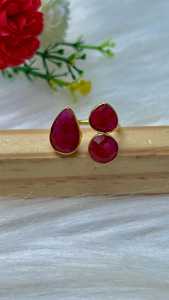 New Arrival Synthetic Customized Color Chalcedony 8x10mm Faceted Cut Prong Setting 14K Gold Plated <b>Brass</b> Christian Bohemian <b>Ring</b> - Product Image 6