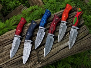 Couteau de chasse multifonctionnel à lame fixe en acier Damas de haute qualité, manche en bois Pakka, pointe tombante, pour le bricolage et le bushcraft - Product Image 5