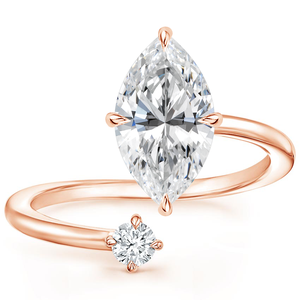 Anillo de Compromiso Alma Toi Et Moi con Moissanita, Estilo Solitario con Engaste de Puntas, Chapado en Oro de 14K, Certificado GRA, Joyas Bhatiya Gems - Product Image 3