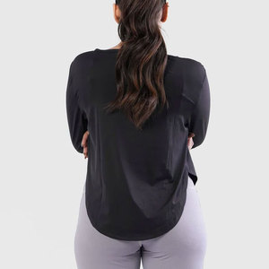 Ropa Deportiva para Mujer, Camiseta de Manga Larga con Dobladillo Curvo, Ropa de Entrenamiento Personalizada, Cuello Ancho, Ajuste Ceñido, Transpirable - Product Image 6
