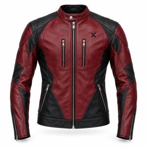 Blouson de moto en cuir Dynamic Performance |   Imprimé coupe-vent |   Bourgogne Noir Brun Vert |   Fabricant OEM ODM |   Premium - Product Image 1