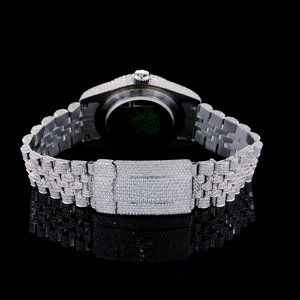 Reloj Mecánico de Lujo con Incrustaciones de Moissanita VVS, Acero Inoxidable, Esfera Plateada con Efecto Rayos de Sol, Diamantes, Automático, Estilo Hip Hop Urbano - Product Image 4