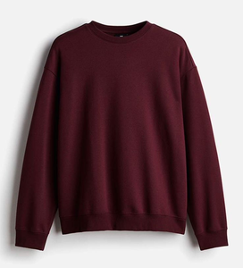 Sudadera Unisex de Cuello Redondo Color Granate para Otoño, Mezcla de Algodón, Corte Regular Informal, Color Sólido, Ecológica, de Secado Rápido - Product Image 6