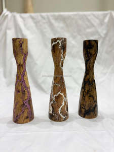 Portavelas Ovalado de Madera Natural Antigua con Esmalte Impreso Artesanal, Decoración Navideña para el Hogar, Soporte para Mesa - Product Image 4