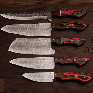 Juego de cuchillos de chef de acero de Damasco, colección de cuchillos de cocina de lujo con mangos ergonómicos para la preparación diaria de alimentos - Product Image 5