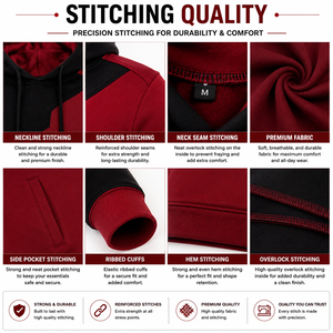 Men's Solid Red <b>Black</b> Hooded <b>Sweatshirt</b> Raglan Sleeve Regular Fit Casual Knitted Cotton Hoodie Pocket Design Autumn Wear - Product Image 3