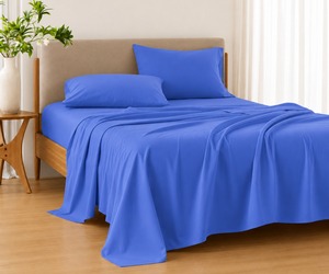 Parure de draps de luxe bleu roi 200 fils, taille King, 4 pièces, doux, respirant, avec poches, ajustement facile, style design - Product Image 1
