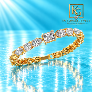 Bracelet tennis élégant en or 18 carats avec diamants de laboratoire E VVS de formes multiples pour femmes, bijoux ethniques, certifié IGI, design de luxe - Product Image 4