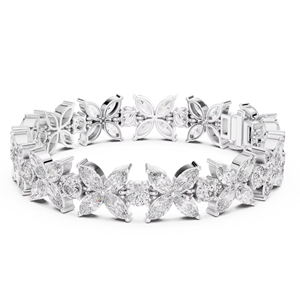 Ensemble de bracelets tennis tendance en diamants marquise cultivés en laboratoire, sertis en or blanc massif 18 carats, pour femmes, pour fiançailles et mariage. - Product Image 1
