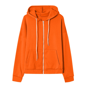 Sweat-shirt à capuche pour femme grande taille avec fermeture éclair, en polaire confortable, à la mode, avec cordon de serrage et grandes poches, pour l'hiver - Product Image 4