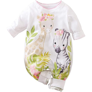 Newborn Cotton Baby Romper Solid Long Sleeve Pants Creeper Soft Infant Outfit - Product Image 1