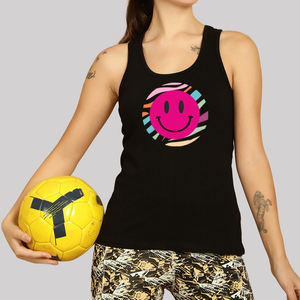 Women's Summer Lightweight Sporty Slim Fit 100% Cotton Jersey Heat-Transfer Printed <b>Tank</b> <b>Tops</b> - Product Image 4