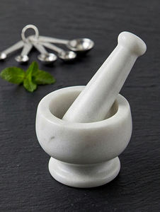 Mortero y Pilón de Mármol Blanco Artesanal al por Mayor, Molinillo de Piedra Natural para Hierbas y Especias, Herramienta de Cocina para Ajo, Pimienta y Masala - Product Image 3