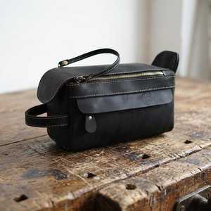 Custom Logo Genuine Leather Toiletry Bag <b>Mens</b> Dopp <b>Kit</b> Travel <b>Shaving</b> Wash Bag Grooming Organizer Bulk Price TYG-0267 - Product Image 2