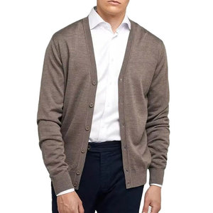 Cardigan en laine tricoté slim fit pour homme, col en V, manches longues, couleur unie, fermeture boutonnée, idéal pour l'automne, anti-boulochage - Product Image 1
