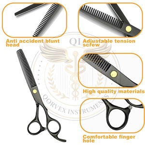 Kit de Tijeras para Cortar el Cabello, Tijeras de Entresacar para el Hogar, Peluquería y Salón, Color Plateado - Product Image 4