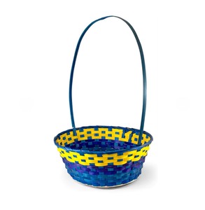 Panier cadeau ovale en bambou de Pâques le plus vendu avec poignée de sangle colorée Rangement de pique-nique multicolore avec logo à motif croisé - Product Image 5