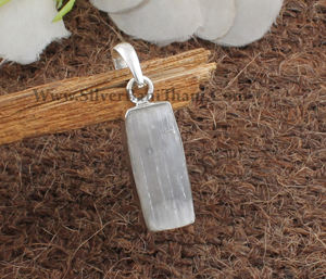 Collier artisanal en sélénite naturelle blanche vintage, plaqué platine sur argent sterling 925, bijoux de guérison, vente en gros - Product Image 6