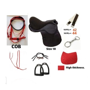 Ngựa Da Màu Đen Và Đỏ Nhảy Yên Ngựa + Đệm Yên + Martingle + Girth + Bridle Set - Product Image 2