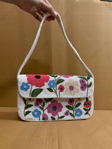 Bolso de mano informal con cuentas y flores hechas a mano para mujer |   Bolso de hombro ecológico de gran capacidad con forro de satén |   Marca Privada OEM - Product Image 2