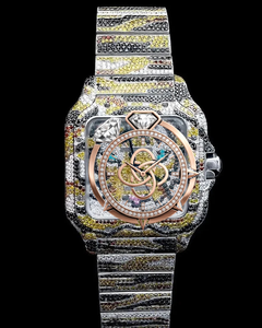 Reloj de pulsera de lujo para hombre con diamantes de moissanita y brazalete con incrustaciones de diamantes - Product Image 1