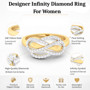 แหวนเพชรดีไซน์อินฟินิตี้สำหรับผู้หญิง ทองคำขาว 14K |   แหวนเพชรทรงกลมประดับเพชรแบบพาเว่ ดีไซน์หรูหรา สำหรับเป็นของขวัญในโอกาสครบรอบแต่งงาน - Product Image 6